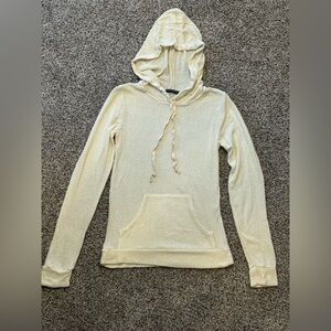 Brandy Melville Flowy Cream Knit Hoodie With Pocket